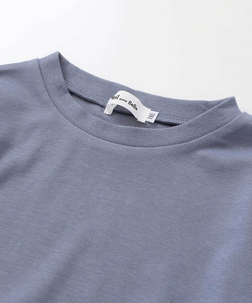 Noeil aime BeBe（ノイユエイムベベ）の「【お揃い】花柄付け襟＋花柄切り替えスムース長袖ワンピース（ワンピース・キッズ・ブルー系その他/ピンク系その他・120cm/110cm/100cm）」の4枚目の写真