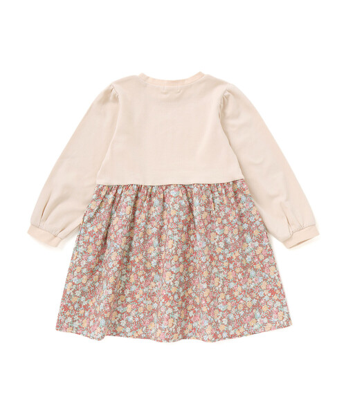 Noeil aime BeBe（ノイユエイムベベ）の「【お揃い】花柄付け襟＋花柄切り替えスムース長袖ワンピース（ワンピース・キッズ・ブルー系その他/ピンク系その他・120cm/110cm/100cm）」の14枚目の写真