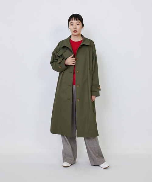 コットンナイロンストレッチツイルステンカラーコート（その他アウター