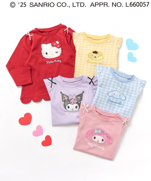 sanrio（サンリオ）の「サンリオキャラクターズスカラップTシャツ（Tシャツ/カットソー・キッズ・イエロー/ラベンダー/レッド/ピンク/サックスブルー・90/100/110/120/80/130/140）」の6枚目の写真