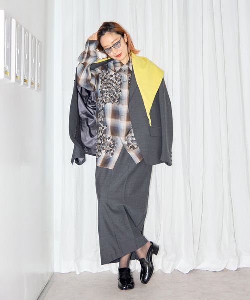 CITYSHOP（シティーショップ）の「《追加2》SLACKS LIKE スカート（スカート・レディース・ブラック/チャコールグレー・38/36）」の3枚目の写真