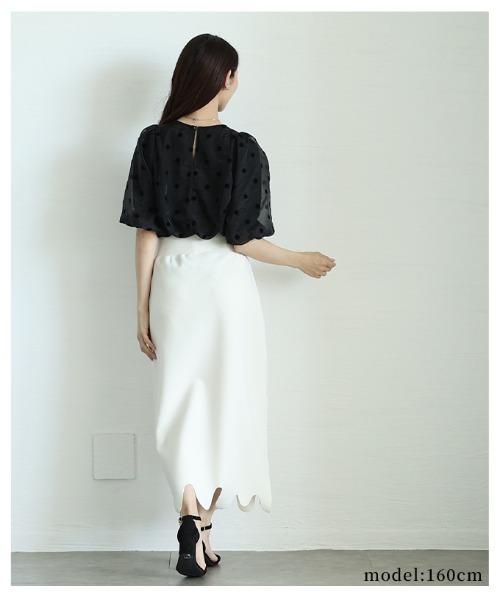 Sawa a la mode（サワアラモード）の「シアードットレイヤードパフスリーブトップス（シャツ/ブラウス・レディース・ホワイト/ブラック・FREE）」の10枚目の写真
