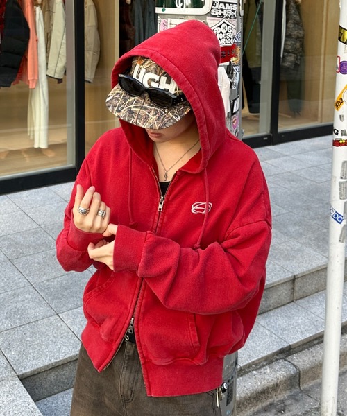 ADAMASTE（アダマスト）の「Double Zip-Up Short Hoodie - ダブル