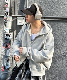 ADAMASTE | double zip short hoodie - ダブルジップショートフーディー【短丈】(パーカー)