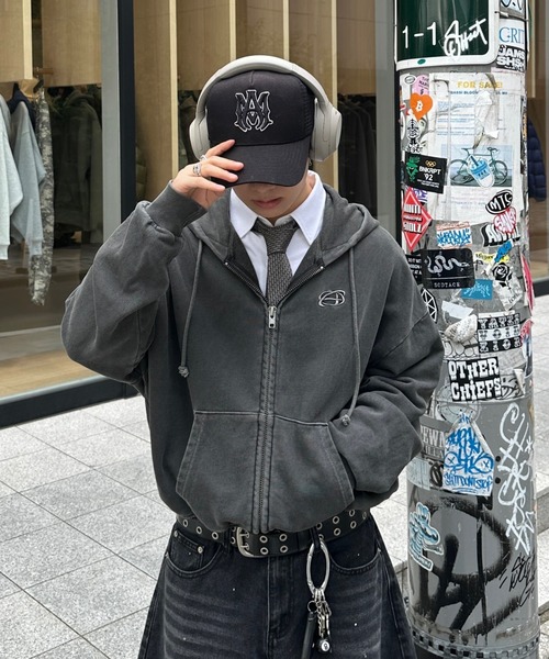 ADAMASTEピグメントダブルジップフーディ pigment double zip hoodie - ピグメントダブルジップフーディー