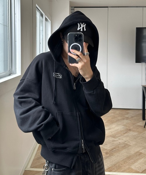 MMBBT 短丈ジップパーカー ピグメントヴィンテージショートジップパーカー ／ pigment