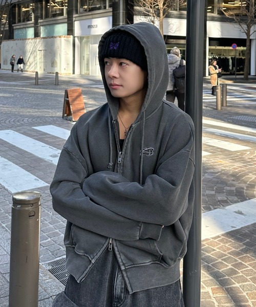 ADAMASTEピグメントダブルジップフーディ pigment double zip hoodie - ピグメントダブルジップフーディー
