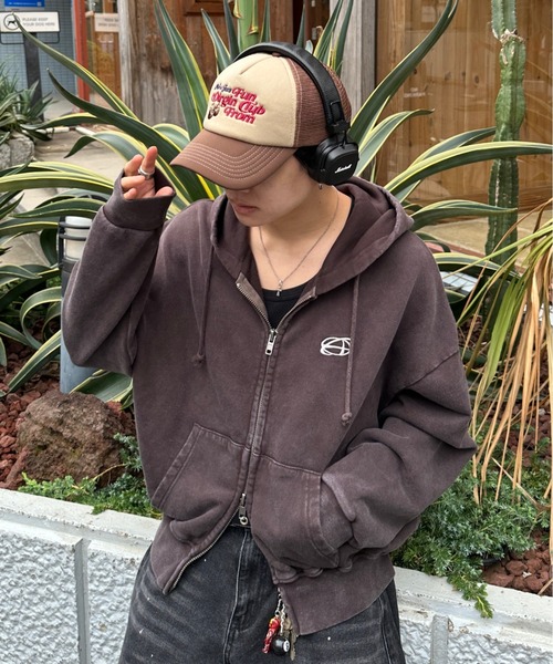 ピグメントダブルジップフーディー【短丈】 pigment double zip hoodie - ピグメントダブルジップフーディー