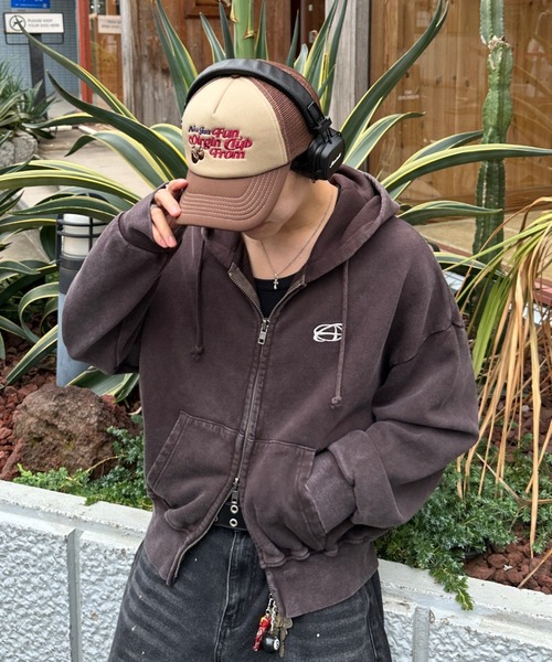 double zip short hoodie - ダブルジップショートフーディー【短丈