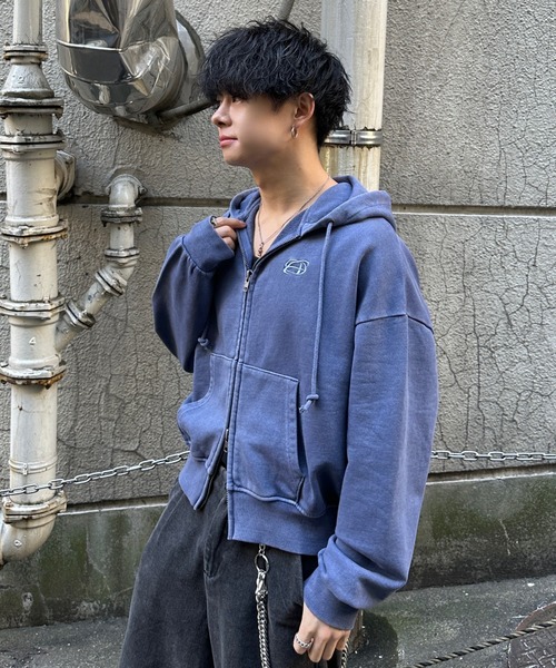 double zip short hoodie - ダブルジップショートフーディー【短丈