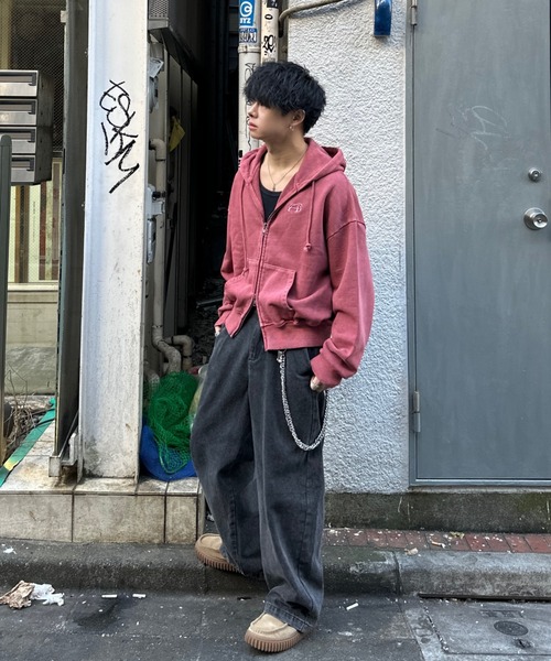 ピグメントダブルジップフーディー【短丈】 pigment double zip hoodie - ピグメントダブルジップフーディー