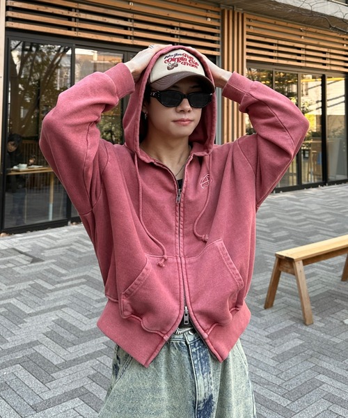 ADAMASTE ダブルジップショートフーディー　ジップアップパーカー　Mサイズ Double Zip-Up Short Hoodie - ダブルジップショートフーディー【短丈