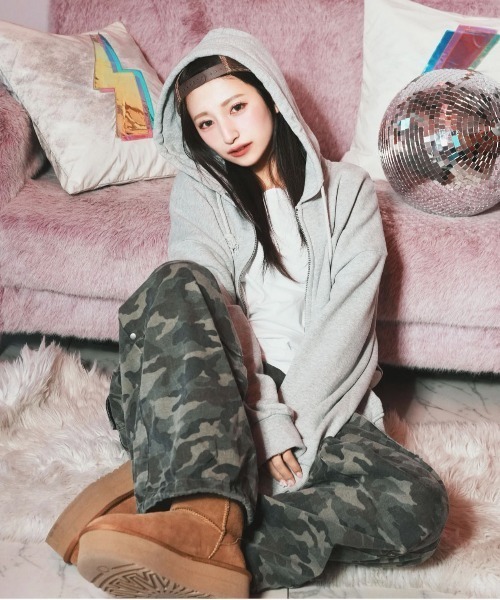 M／ADAMASTE ダブルジップショートフーディー ／短丈 ライトグレー Double Zip-Up Short Hoodie - ダブルジップショートフーディー【短丈