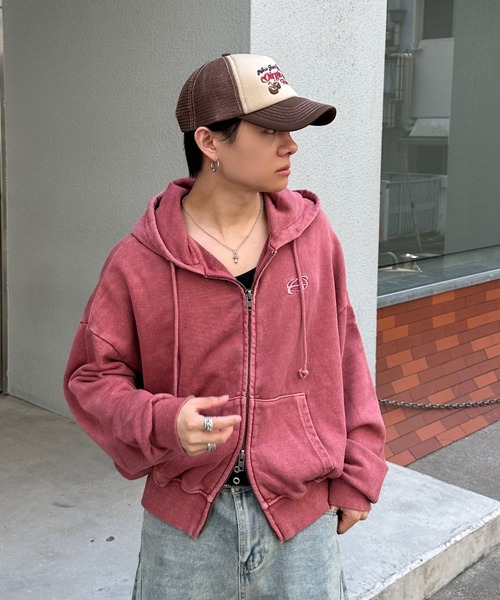 ADAMASTEピグメントダブルジップフーディ pigment double zip hoodie - ピグメントダブルジップフーディー