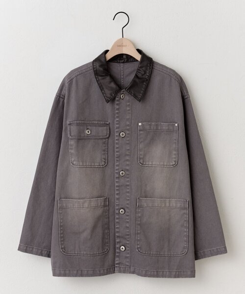 DISCOAT(ディスコート)の「【ユニセックス】Fレザーコントラストカラーカバーオール(カバーオール・レディース・チャコールグレー/ライトベージュ・FREE)」の8枚目の写真