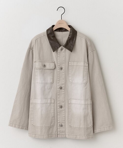 DISCOAT(ディスコート)の「【ユニセックス】Fレザーコントラストカラーカバーオール(カバーオール・レディース・チャコールグレー/ライトベージュ・FREE)」の9枚目の写真