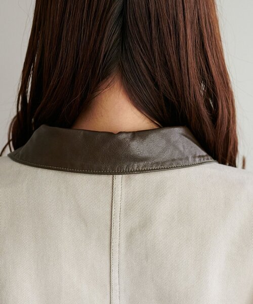 DISCOAT(ディスコート)の「【ユニセックス】Fレザーコントラストカラーカバーオール(カバーオール・レディース・チャコールグレー/ライトベージュ・FREE)」の13枚目の写真