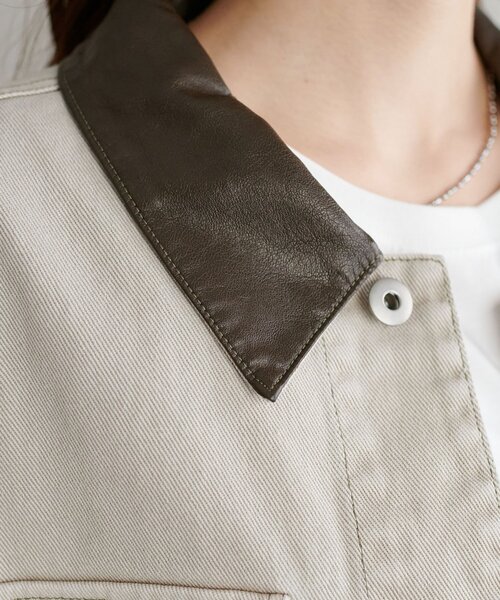 DISCOAT(ディスコート)の「【ユニセックス】Fレザーコントラストカラーカバーオール(カバーオール・レディース・チャコールグレー/ライトベージュ・FREE)」の14枚目の写真