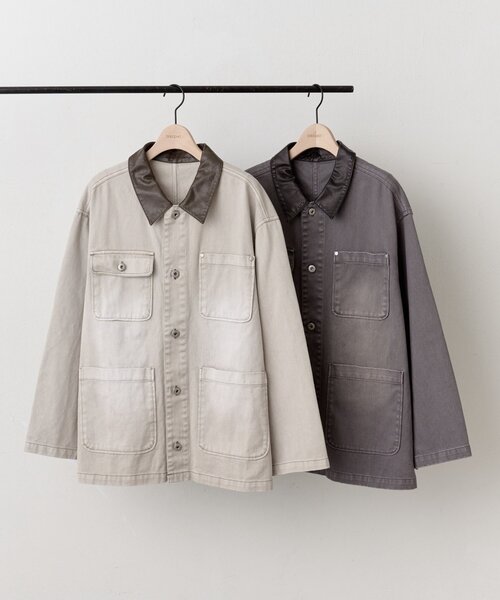 DISCOAT(ディスコート)の「【ユニセックス】Fレザーコントラストカラーカバーオール(カバーオール・レディース・チャコールグレー/ライトベージュ・FREE)」の19枚目の写真