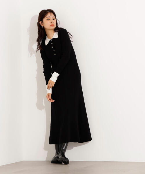 N. Natural Beauty Basic ワンピース 襟付きニットワンピース／エヌ