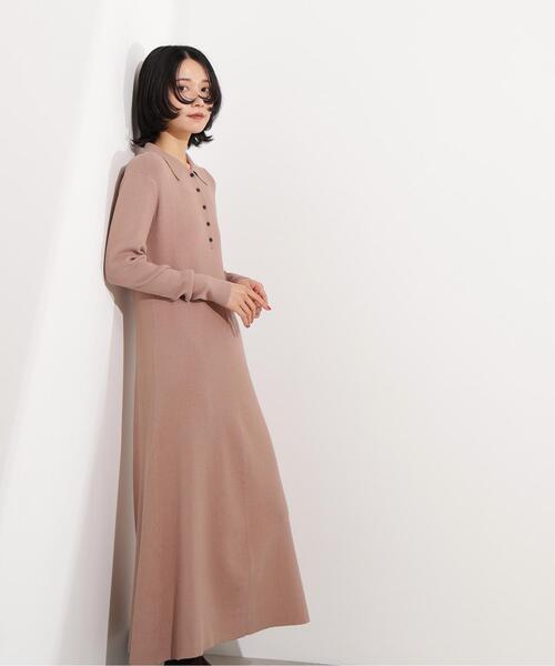 N.（N. Natural Beauty Basic）（エヌエヌナチュラルビューティーベーシック）の「襟付きニットワンピース（ワンピース・レディース・ブラック/ベージュ/レッド・MEDIUM）」の10枚目の写真