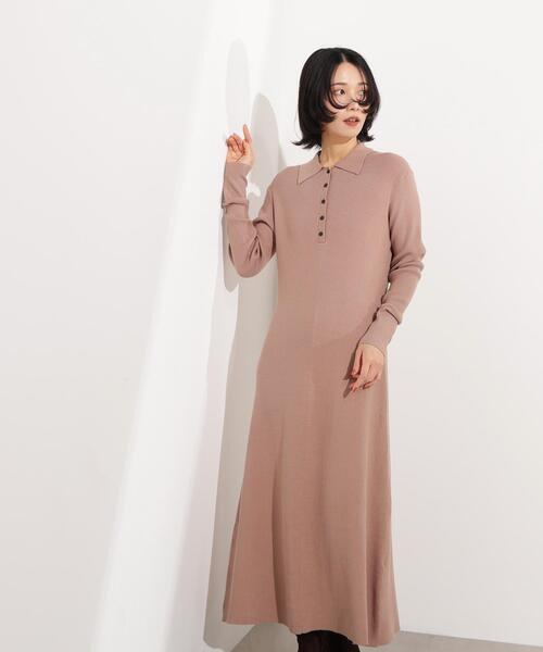 N.（N. Natural Beauty Basic）（エヌエヌナチュラルビューティーベーシック）の「襟付きニットワンピース（ワンピース・レディース・ブラック/ベージュ/レッド・MEDIUM）」の11枚目の写真