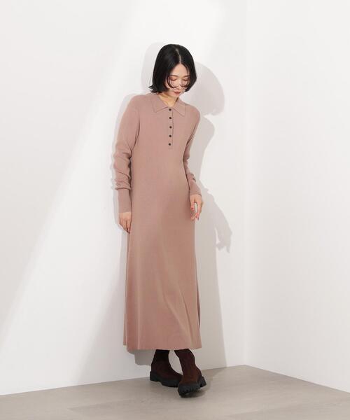 N.（N. Natural Beauty Basic）（エヌエヌナチュラルビューティーベーシック）の「襟付きニットワンピース（ワンピース・レディース・ブラック/ベージュ/レッド・MEDIUM）」の12枚目の写真