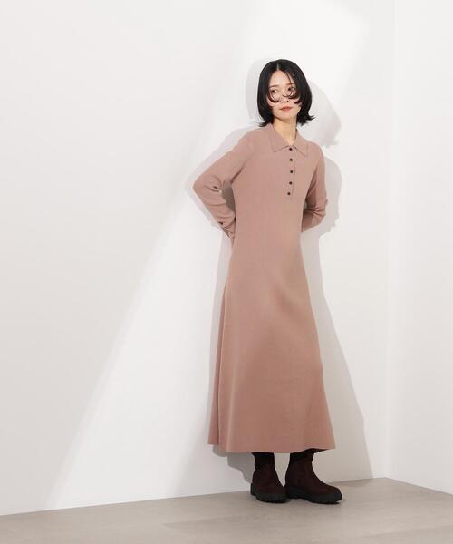 N.（N. Natural Beauty Basic）（エヌエヌナチュラルビューティーベーシック）の「襟付きニットワンピース（ワンピース・レディース・ブラック/ベージュ/レッド・MEDIUM）」の16枚目の写真