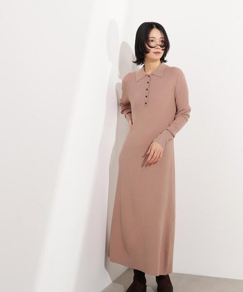 N.（N. Natural Beauty Basic）（エヌエヌナチュラルビューティーベーシック）の「襟付きニットワンピース（ワンピース・レディース・ブラック/ベージュ/レッド・MEDIUM）」の19枚目の写真