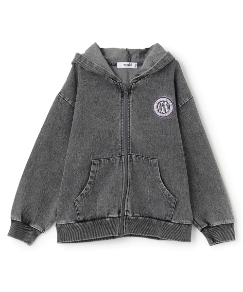 X-girl Stages（エックスガールステージス）の「バックプリントデニムフードブルゾン（ブルゾン・キッズ・ブラック/ブルー・140cm/130cm/100cm/120cm/110cm/90cm）」の11枚目の写真