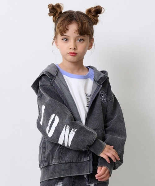 X-girl Stages（エックスガールステージス）の「バックプリントデニムフードブルゾン（ブルゾン・キッズ・ブラック/ブルー・140cm/130cm/100cm/120cm/110cm/90cm）」の12枚目の写真