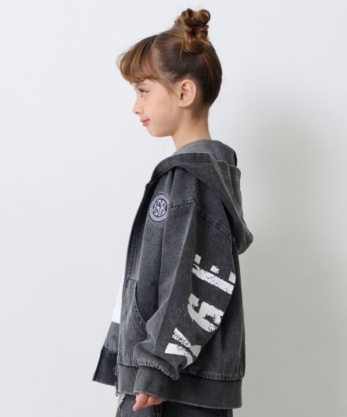 X-girl Stages（エックスガールステージス）の「バックプリントデニムフードブルゾン（ブルゾン・キッズ・ブラック/ブルー・140cm/130cm/100cm/120cm/110cm/90cm）」の13枚目の写真