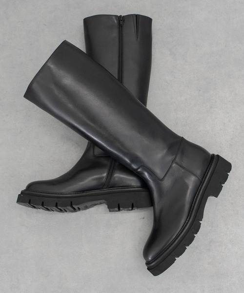 Luca Grossi(ルーカグロッシ)の「【Luca Grossi】ラウンドトウタンクソールロングブーツ(L53200)(ブーツ・レディース・ブラック・37/38/36)」の4枚目の写真
