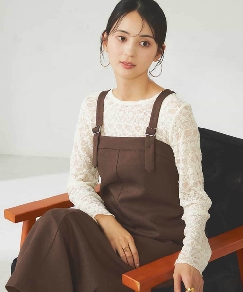 a.v.v（アーヴェヴェ）の「【洗える】Iラインサスペンダー付きジャンスカ（ワンピース・レディース・ブラック/ブラウン・38/36）」の13枚目の写真