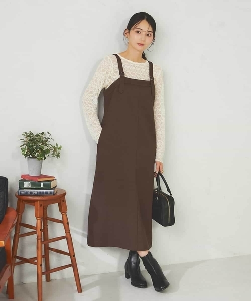a.v.v（アーヴェヴェ）の「【洗える】Iラインサスペンダー付きジャンスカ（ワンピース・レディース・ブラック/ブラウン・38/36）」の15枚目の写真