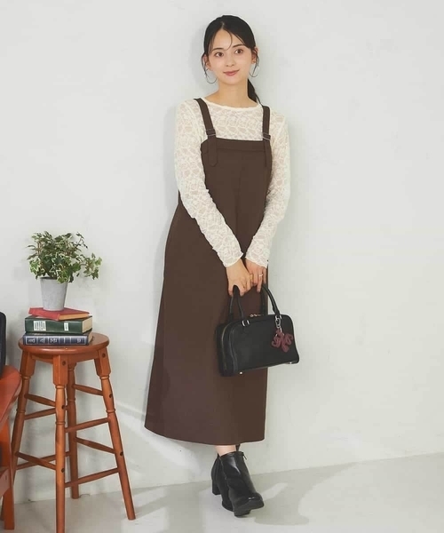 a.v.v（アーヴェヴェ）の「【洗える】Iラインサスペンダー付きジャンスカ（ワンピース・レディース・ブラック/ブラウン・38/36）」の17枚目の写真