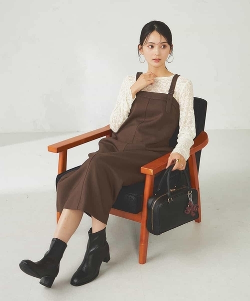a.v.v（アーヴェヴェ）の「【洗える】Iラインサスペンダー付きジャンスカ（ワンピース・レディース・ブラック/ブラウン・38/36）」の21枚目の写真