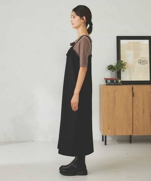 a.v.v（アーヴェヴェ）の「【洗える】Iラインサスペンダー付きジャンスカ（ワンピース・レディース・ブラック/ブラウン・38/36）」の4枚目の写真