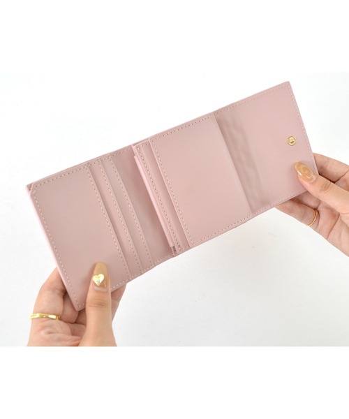 三つ折り財布 ボックスコイン 3つ折り ミニ財布 ハート キルト