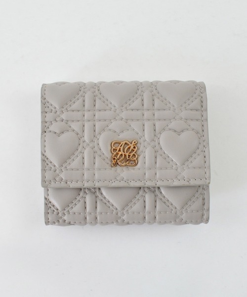 三つ折り財布 ボックスコイン 3つ折り ミニ財布 ハート キルト