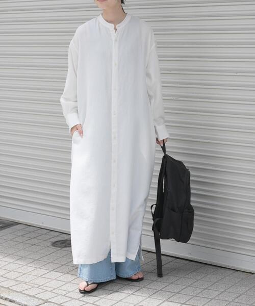 ホワイト シャツ ワンピース 新商品】何通りにも着こなせる!仕立ての良いシャツワンピース