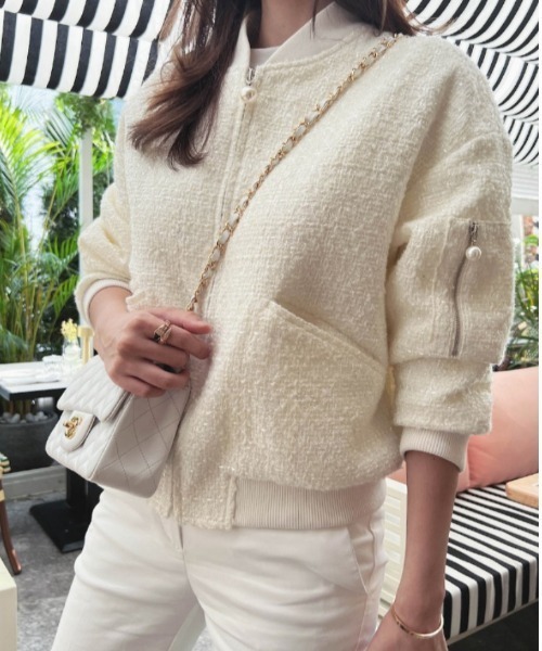 セール】パール付きショートブルゾン（ブルゾン）｜AMELY