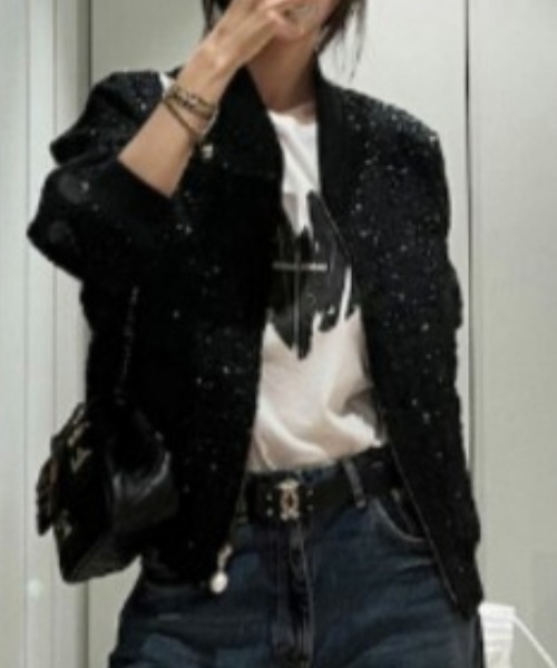 AFter Taste ショートブルゾン　ブラック STUDIO NICHOLSON / POWDER HANDLE MODAL V NECK SHIRT DRESS
