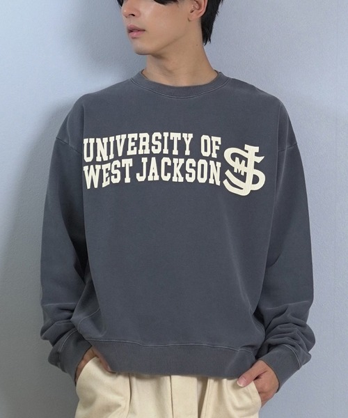ムラサキスポーツ(ムラサキスポーツ)の「DEAR LAUREL/ディアローレル × JACKSON MATISSE/ジャクソンマティス トレーナー スウェット クルーネック カレッジロゴ 裏毛 JM WEST JACKSON CREW DL25F-JM1102(スウェット・メンズ・ブラック/レッド/ネイビー・L/M)」の2枚目の写真