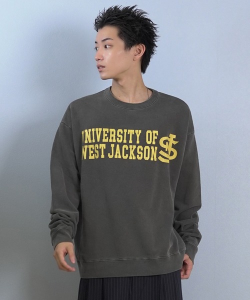 ムラサキスポーツ(ムラサキスポーツ)の「DEAR LAUREL/ディアローレル × JACKSON MATISSE/ジャクソンマティス トレーナー スウェット クルーネック カレッジロゴ 裏毛 JM WEST JACKSON CREW DL25F-JM1102(スウェット・メンズ・ブラック/レッド/ネイビー・L/M)」の4枚目の写真