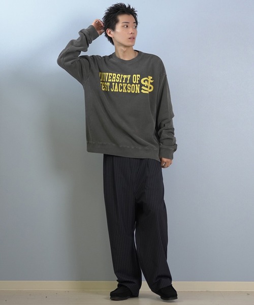 ムラサキスポーツ(ムラサキスポーツ)の「DEAR LAUREL/ディアローレル × JACKSON MATISSE/ジャクソンマティス トレーナー スウェット クルーネック カレッジロゴ 裏毛 JM WEST JACKSON CREW DL25F-JM1102(スウェット・メンズ・ブラック/レッド/ネイビー・L/M)」の6枚目の写真