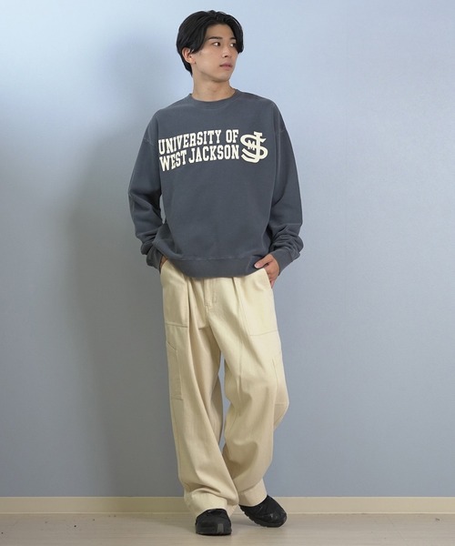 ムラサキスポーツ(ムラサキスポーツ)の「DEAR LAUREL/ディアローレル × JACKSON MATISSE/ジャクソンマティス トレーナー スウェット クルーネック カレッジロゴ 裏毛 JM WEST JACKSON CREW DL25F-JM1102(スウェット・メンズ・ブラック/レッド/ネイビー・L/M)」の12枚目の写真