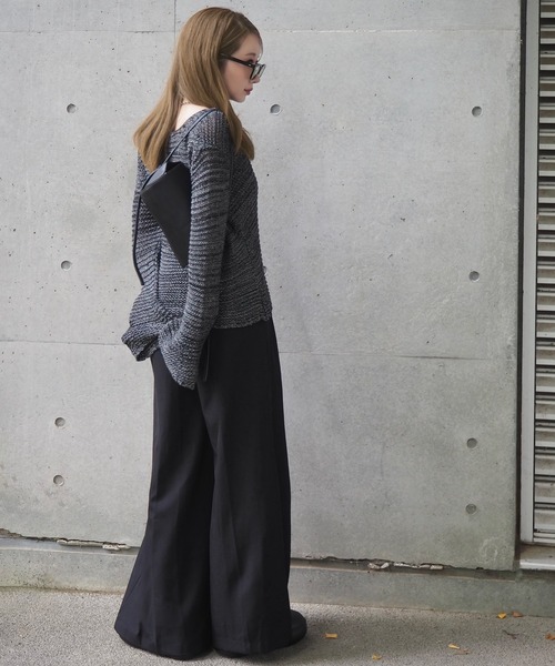 LAULEN(ローレン)の「front ribbon mix knit cardigan /フロントリボンミックスニットカーディガン(カーディガン/ボレロ・レディース・ベージュ/ブラック・FREE)」の4枚目の写真