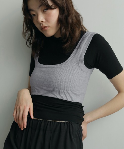 anuke（アンヌーク）の「Velour Knit Tanktop（タンクトップ・レディース・ブルー系その他/ブラック・FREE）」の11枚目の写真