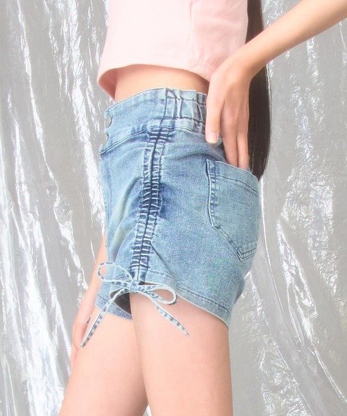 ANAP GｉRL（アナップガール）の「サイド シャーリング ショート パンツ【キッズお揃い】（その他パンツ・キッズ・ブルー/ブラック・M/S/XS）」の8枚目の写真